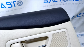 Door trim card rear left Lexus RX350 RX450h 10-15 beige with beige insert leather, armrest beige leather, scuffs, dent, bump, abrasions