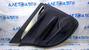 Door trim card rear left Cadillac ATS 13- black with black insert leather, armrest black leather, molding gray structure, abrasions, scratches, dents, pokes, scuffs