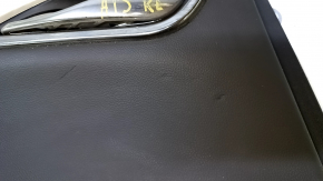 Door trim card rear left Cadillac ATS 13- black with black insert leather, armrest black leather, molding gray structure, abrasions, scratches, dents, pokes, scuffs