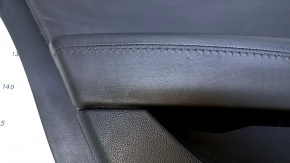 Door trim card rear left Cadillac ATS 13- black with black insert leather, armrest black leather, molding gray structure, abrasions, scratches, dents, pokes, scuffs