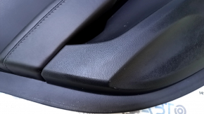 Door trim card rear left Cadillac ATS 13- black with black insert leather, armrest black leather, molding gray structure, scuffs, dents, nicks