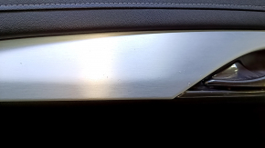 Door trim card rear left Cadillac ATS 13- black with black insert leather, armrest black leather, molding gray structure, scuffs, dents, nicks