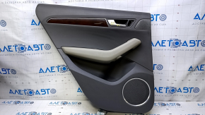 Door trim card rear left Audi Q5 8R 09-17 dark gray with dark gray insert leather, armrest gray leather, molding under the tree, scratches, abrasions, dents, scuffing, broken fastener