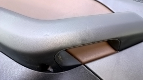 Door trim card rear left Audi Q5 8R 09-17 black with brown insert leather, rubber armrest, molding under wood gloss, dents, scratches, abrasions, breakage fastening