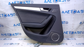 Door trim card rear left Audi A4 B8 13-16 black with black insert leather, armrest black leather, molding gray structure, broken fasteners