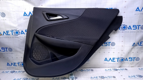 Door trim card rear right Chevrolet Malibu 16- black with black insert cloth, armrest black cloth, scratches, abrasions