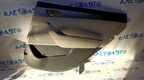 Door trim card rear right Hyundai Sonata 15-17 black with gray insert plastic, gray rubber armrest, gray molding structure, bumps, scratches, abrasions