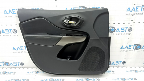 Door trim card front left Jeep Cherokee KL 19 - black, with black insert leather, armrest leather, gray molding, for seat memory, dent
