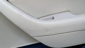 Door trim card rear right Hyundai Sonata 15-17 black with beige insert rubber, armrest beige rubber, molding carbon, bumps, scratches, abrasions, broken fastener