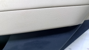 Door trim card rear right Hyundai Sonata 15-17 black with beige insert plastic, armrest beige rubber, gray molding structure, dents, scratches, abrasions