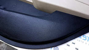 Door trim card rear right Hyundai Sonata 15-17 black with beige insert rubber, armrest beige rubber, molding carbon, dents, scuffs, scratches, abrasions