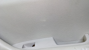 Door trim card rear right Hyundai Sonata 15-17 black with beige insert plastic, armrest beige rubber, gray molding structure, dents, bumps, scratches, abrasions, whitened plastic