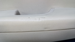 Door trim card rear right Hyundai Sonata 15-17 black with beige insert plastic, armrest beige rubber, gray molding structure, dents, bumps, scratches, abrasions, whitened plastic