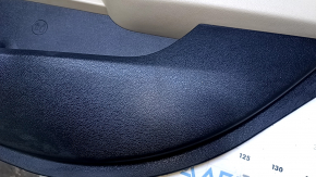 Door trim card rear right Hyundai Sonata 15-17 black with beige insert plastic, armrest beige rubber, gray molding structure, dents, bumps, scratches, abrasions, whitened plastic