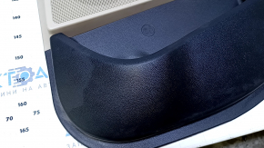 Door trim card rear right Hyundai Sonata 15-17 black with beige insert plastic, armrest beige rubber, gray molding structure, dents, bumps, scratches, abrasions, whitened plastic