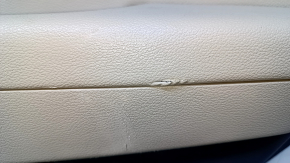 Door trim card rear right Hyundai Sonata 15-17 black with beige insert leather, armrest beige rubber, molding light wood gloss, with curtain, scratches, abrasions, tears, burrs