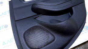 Door trim card rear right Chevrolet Malibu 13-15 black with black insert plastic, armrest black leather, overlay dark wood, scratches, abrasions, dent, broken fastening