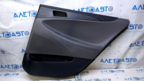 Door trim card rear right Hyundai Sonata 11-15 gray with gray insert plastic, armrest gray rubber, molding gray structure, scratches, abrasions, dents, pokes