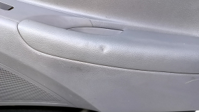 Door trim card rear right Hyundai Sonata 11-15 gray with gray insert plastic, armrest gray rubber, molding gray structure, scratches, abrasions, dents, pokes