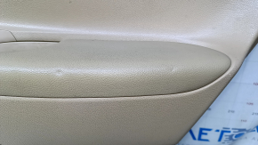 Door trim card rear right Hyundai Sonata 11-15 beige with beige insert plastic, armrest beige rubber, molding gray structure, scratches, abrasions, dents, pokes, broken fastening