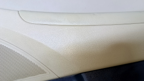 Door trim card rear right Hyundai Sonata 11-15 beige with beige insert plastic, armrest beige rubber, molding gray structure, scratches, abrasions, dents, pokes, broken fastening