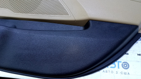 Door trim card rear right Hyundai Sonata 11-15 beige with beige insert plastic, armrest beige rubber, molding gray structure, scratches, abrasions, dents, pokes, broken fastening