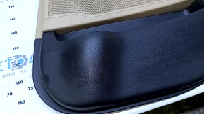 Door trim card rear right Hyundai Sonata 11-15 beige with beige insert plastic, armrest beige rubber, molding gray structure, scratches, abrasions, dents, pokes, broken fastening