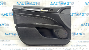 Door trim card front left Ford Fusion mk5 17-20 titanium, black with black insert leather, armrest leather, molding gray structure, crack on molding