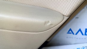Door trim card rear right Hyundai Sonata 11-15 beige with beige insert rubber, armrest beige rubber, molding gray gloss, dents, bumps, scratches, abrasions, broken fastening