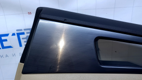 Door trim card rear right Hyundai Sonata 11-15 beige with beige insert rubber, armrest beige rubber, molding gray gloss, dents, bumps, scratches, abrasions, broken fastening