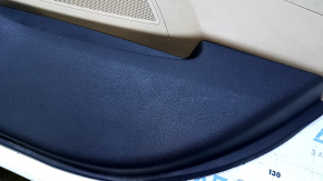 Door trim card rear right Hyundai Sonata 11-15 beige with beige insert rubber, armrest beige rubber, molding gray gloss, dents, bumps, scratches, abrasions, broken fastening