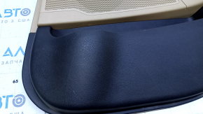 Door trim card rear right Hyundai Sonata 11-15 beige with beige insert rubber, armrest beige rubber, molding gray gloss, dents, bumps, scratches, abrasions, broken fastening