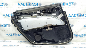 Door trim card rear right Ford Fusion mk5 17-20 titanium, black leather with black insert leather, armrest leather, molding gray, worn, scratches