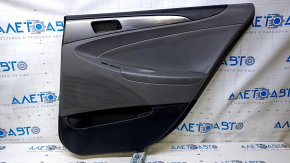 Door trim card rear right Hyundai Sonata 11-15 hybrid gray with gray insert rubber, armrest gray rubber, molding gray gloss, scratches, dents, abrasions
