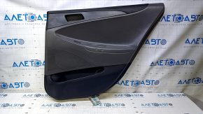Door trim card rear right Hyundai Sonata 11-15 gray with gray insert plastic, armrest gray rubber, molding gray structure, scratches, abrasions, dents, pokes