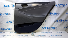 Door trim card rear right Hyundai Sonata 11-15 hybrid gray with gray insert rubber, armrest gray rubber, molding gray gloss, scratches, dents, abrasions
