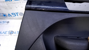 Door trim card rear right Kia Sorento 10-15 black with black insert plastic, armrest black leather, molding black wood gloss, with curtain, scratches, abrasions, scuffs