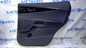 Door trim card rear right Kia Sorento 16-18 black with black insert plastic, armrest black leather, molding black wood gloss, scratches, abrasions