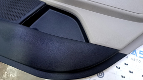Door trim card rear right Kia Optima 16- black with gray insert leather, armrest gray leather, scratches, abrasions, dent, scuff