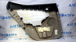 Door trim card rear right Kia Optima 11-15 beige with beige insert leather, rubber armrest, scratches, abrasions, dent
