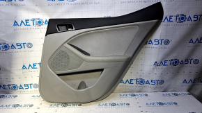 Door trim card rear right Kia Optima 11-15 gray with gray insert cloth, armrest gray rubber, scratches, abrasions, dent, scuff