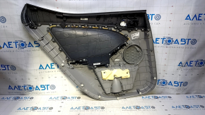 Door trim card rear right Kia Optima 11-15 gray with gray insert cloth, armrest gray rubber, scratches, abrasions, dent, scuff