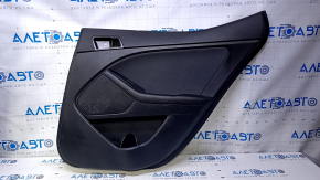 Door trim card rear right Kia Optima 11-15 black with dark gray insert cloth, armrest black rubber, dents, scuffs, abrasions, scratches