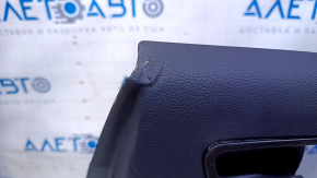 Door trim card rear right Kia Optima 11-15 black with dark gray insert cloth, armrest black rubber, dents, scuffs, abrasions, scratches