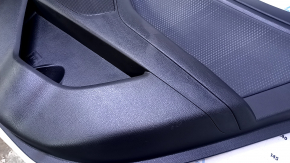 Door trim card rear right Kia Optima 11-15 black with dark gray insert cloth, armrest black rubber, dents, scuffs, abrasions, scratches