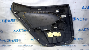 Door trim card rear right Kia Optima 11-15 black with dark gray insert cloth, armrest black rubber, dents, scuffs, abrasions, scratches