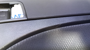 Door trim card rear right Kia Optima 11-15 black with dark gray insert cloth, armrest black rubber, dents, abrasions, scratches