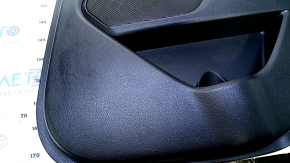 Door trim card rear right Kia Optima 11-15 black with dark gray insert cloth, armrest black rubber, dents, abrasions, scratches