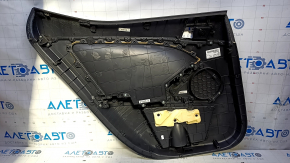 Door trim card rear right Kia Optima 11-15 black with dark gray insert cloth, armrest black rubber, dents, abrasions, scratches