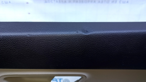 Door trim card rear right Hyundai Santa FE Sport 13-18 black with beige insert leather, armrest black leather, molding gray structure, no badge, bump, scratches, abrasions, dent